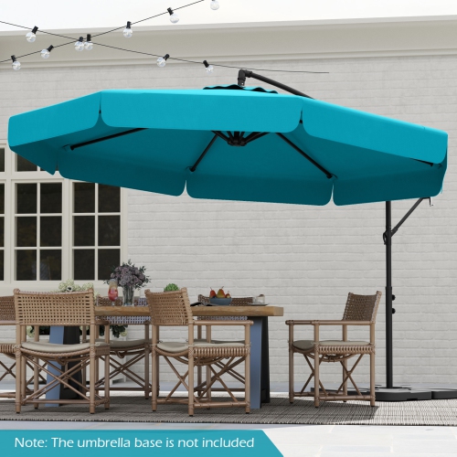 Parasol en porte-à-faux d'extérieur à inclinaison réglable et bord à volants