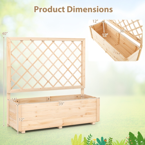 Freestanding Raised Garden Bed with Wooden Planter Box & Trellis