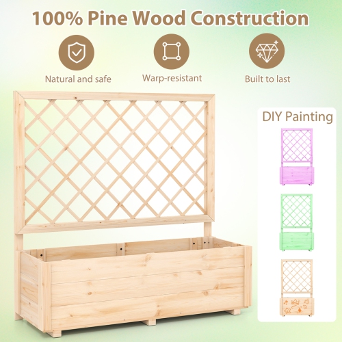 Freestanding Raised Garden Bed with Wooden Planter Box & Trellis