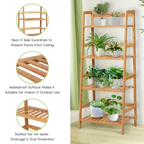 Wicker Plant Stand 4-Tier Display Rack with Guardrails – Space-Saving Organizer
