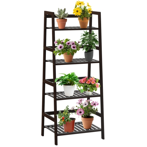 Wicker Plant Stand 4-Tier Display Rack with Guardrails – Space-Saving Organizer