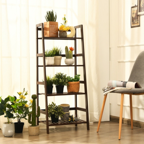 Wicker Plant Stand 4-Tier Display Rack with Guardrails – Space-Saving Organizer