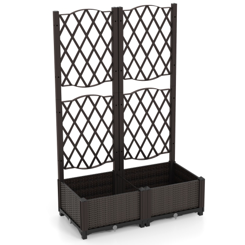 Jardinière surélevée d'extérieur avec treillis pour vignes et légumes