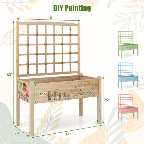 Lit de jardin surélevé avec treillis et système de drainage