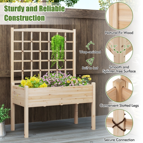 Lit de jardin surélevé avec treillis et système de drainage