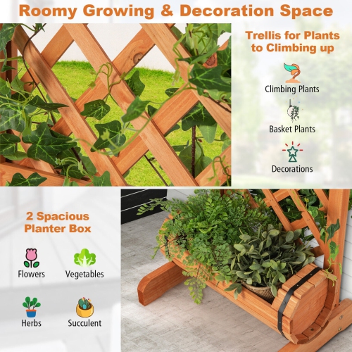 Bac de jardin surélevé à 2 niveaux avec treillis en bois pour fleurs ou légumes