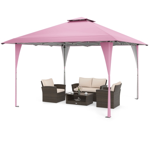 Folding Pop-Up Gazebo with Carrying Case, Stakes, and Ropes for Backyard & Camping