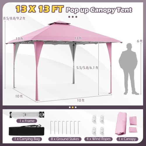 Folding Pop-Up Gazebo with Carrying Case, Stakes, and Ropes for Backyard & Camping