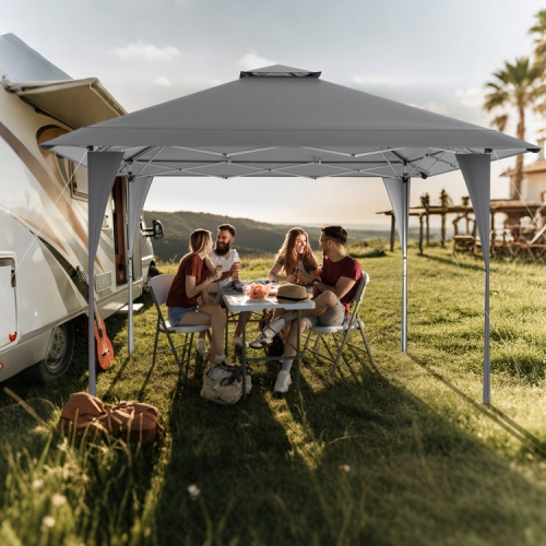 Folding Pop-Up Gazebo with Carrying Case, Stakes, and Ropes for Backyard & Camping