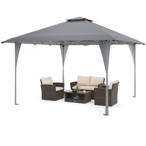 Folding Pop-Up Gazebo with Carrying Case, Stakes, and Ropes for Backyard & Camping