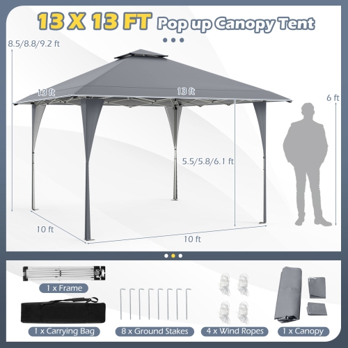 Folding Pop-Up Gazebo with Carrying Case, Stakes, and Ropes for Backyard & Camping