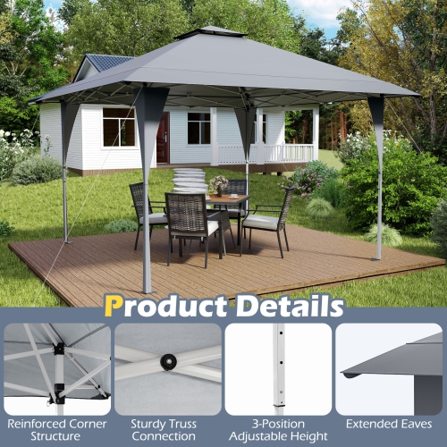 Folding Pop-Up Gazebo with Carrying Case, Stakes, and Ropes for Backyard & Camping