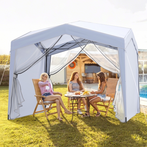 Folding Pop Up Canopy Tent with 4 Sidewalls, Netting & Wheeled Bag