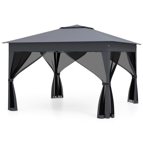 Portable Pop Up Gazebo Tent with Mosquito Netting and Ventilated Double Roof