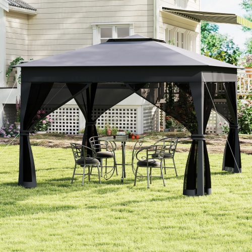 Portable Pop Up Gazebo Tent with Mosquito Netting and Ventilated Double Roof
