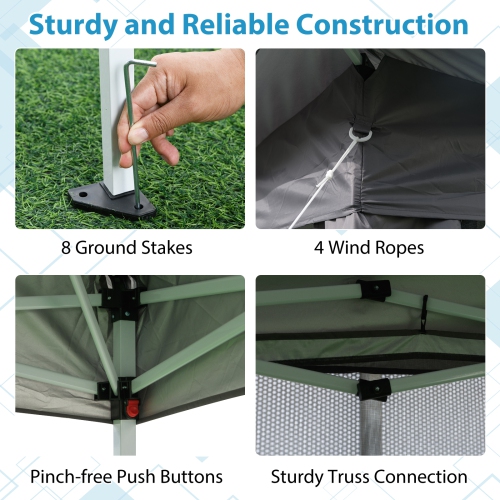 Portable Pop Up Gazebo Tent with Mosquito Netting and Ventilated Double Roof