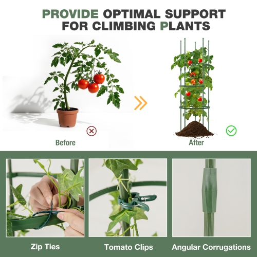 3-Pack Metal Garden Trellis Adjustable Plant Support for Tomatoes, Cucumbers, Vines