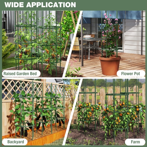 3-Pack Metal Garden Trellis Adjustable Plant Support for Tomatoes, Cucumbers, Vines