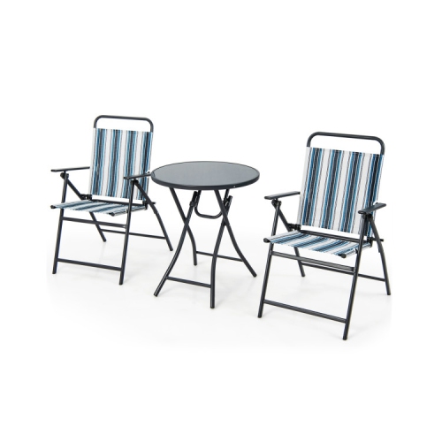 SLICKBLUE  3-Piece Outdoor Folding Chair Set With Portable Design for Patio