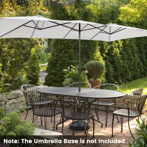 Parasol de patio double avec manivelle et dessus de ventilation
