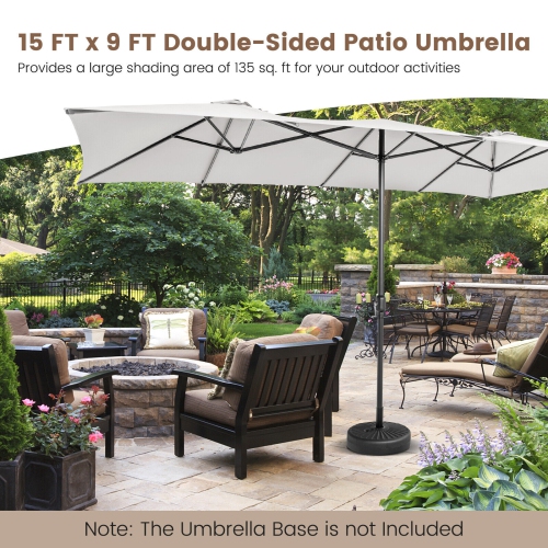 Parasol de patio double avec manivelle et dessus de ventilation