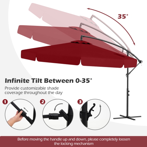 Outdoor Cantilever Umbrella with Adjustable Tilt and Ruffled Edge Design