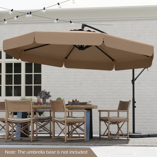 Parasol en porte-à-faux d'extérieur à inclinaison réglable et bord à volants