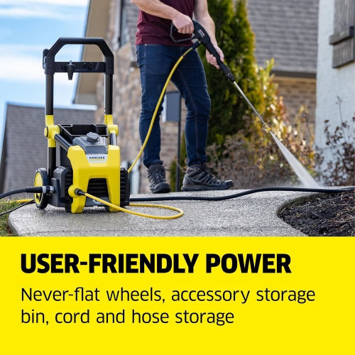 Kärcher Pressure Washer K1900PS, 3 Spray Nozzles, 0.5 gal Detergent Tank, For Cars, Driveways, Siding, Patios, 1.46 max. GPM