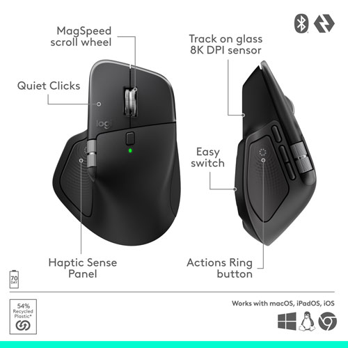 Logitech MX Master 4 Bluetooth Optical Mouse w/ Advanced Performance Haptic Feedback - Black - Only at Best Buy
