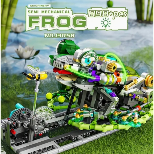 Mechanical Frog Building Blocks Set – 898pcs Amphibious Animal Life Model with Light & Stand, Creative STEM Toy for Kids Ages 8+