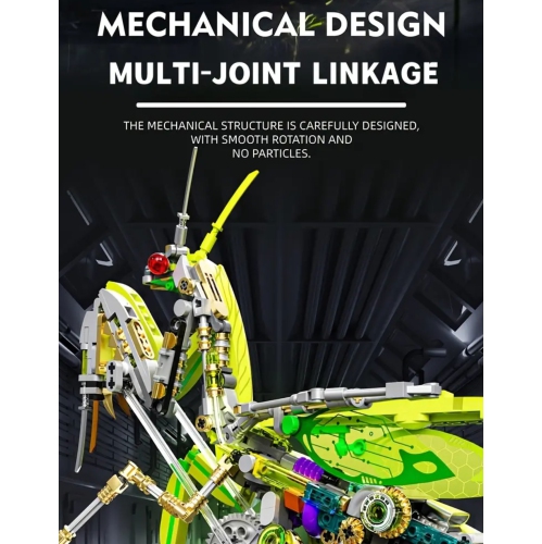 Mechanical Mantis Building Blocks Set – 999pcs Insect Model Kit with Lights & Display Stand, Creative STEM Toy for Kids & Adults