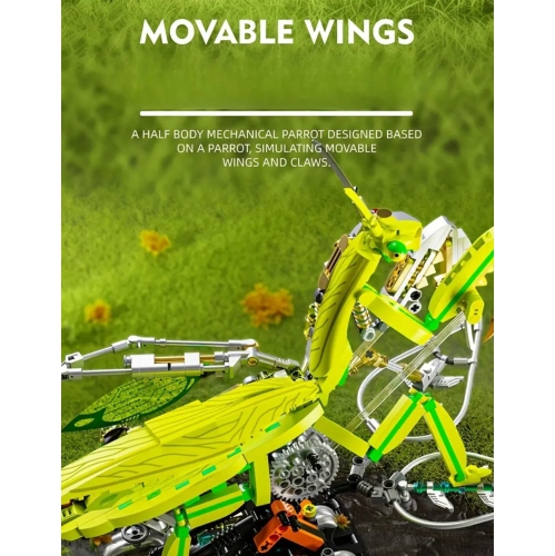 Mechanical Mantis Building Blocks Set – 999pcs Insect Model Kit with Lights & Display Stand, Creative STEM Toy for Kids & Adults