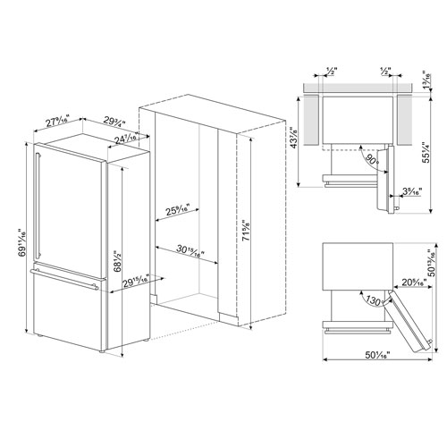 Réfrigérateur à congélateur inférieur 16,1 pi³ 30 po de Smeg - Acier inoxydable