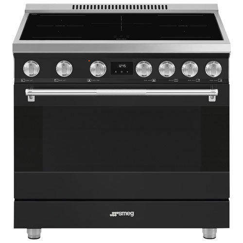 Smeg 36" 4.45 Cu. Ft. True Convection 5-Element Slide-In Induction Range - Matte Black