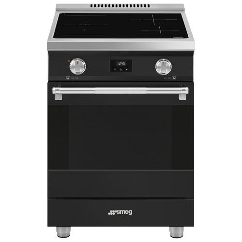Smeg 24" 2.8 Cu. Ft. True Convection 4-Element Slide-In Induction Range - Matte Black