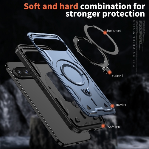 XCRS Defender Case Magsafe Cover, Magnetic Metal Kickstand Ring Holder Shockproof Case for Google Pixel 10 Pro / Pixel 10