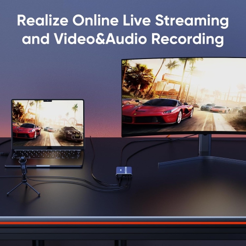 4K 60fps Audio Video HDMI Game Capture, Live Gamer Portable Pass-Through 4K Full HD 1080P 60fps USB3.0 Capture Card Ultra Low Latency Record Stream