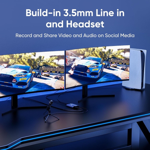 4K 60fps Audio Video HDMI Game Capture, Live Gamer Portable Pass-Through 4K Full HD 1080P 60fps USB3.0 Capture Card Ultra Low Latency Record Stream