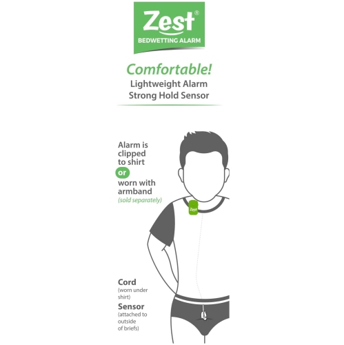 Zest Bedwetting Alarm with 8 Tones and Strong Vibration to Stop Bedwetting in Boys, Girls and Deep Sleepers