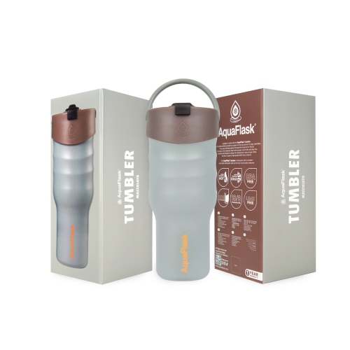 Gobelet à flasque d'Aqua – Tasse de voyage isotherme en acier inoxydable 887 ml - Noir mésique