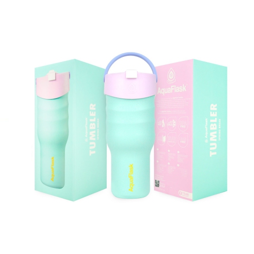 Gobelet à flasque d'Aqua – Tasse de voyage isotherme en acier inoxydable 887 ml - Noir mésique