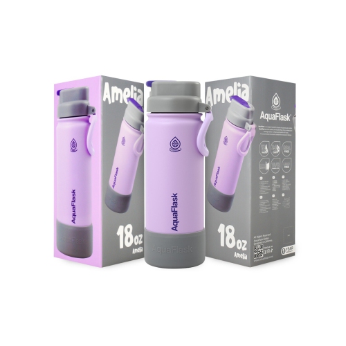 Bouteilles d'eau AquaFlask pour enfants FlipSip 532 mL - Gris