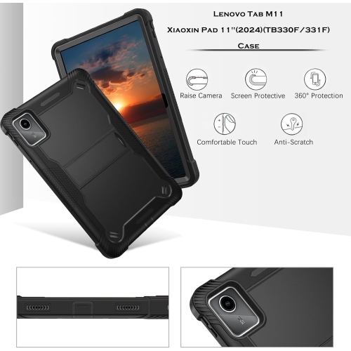 for Lenovo Tab M11 Case with Kickstand 3 in 1 Hybrid PC Rubber Heavy Duty Shockproof Full Body Protection Tablet