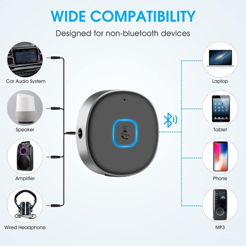 Bluetooth Adapter for Car, Noise Cancelling 3.5mm AUX Bluetooth Car Receiver, Bluetooth 5.0 Wireless Audio Receiver