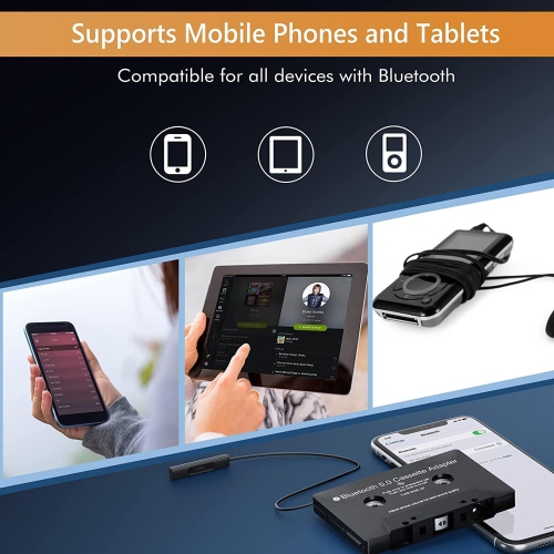 Audio Cassette Aux Adapter, Bluetooth 5.0 Cassette Receiver,Cassette Tape to Aux Adapter,Tape Audio Adapter, Tape Desk