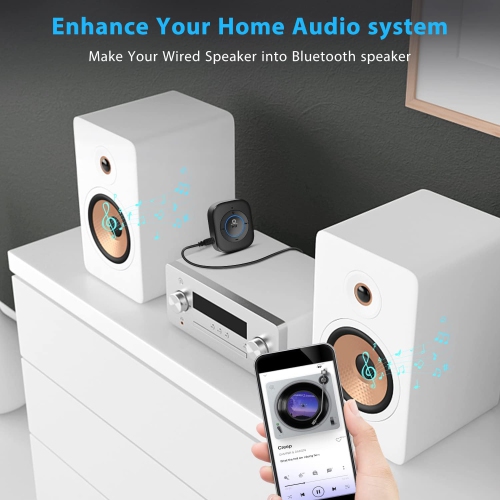 Récepteur Bluetooth 5,4 pour haut-parleur, adaptateur de musique haute fidélité sans fil avec micro intégré pour les appels mains libres pour la