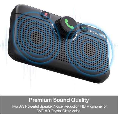 Car Bluetooth 5.3 Speaker, Handsfree Bluetooth Car kit for Cell Phone, Support Siri Google Voice