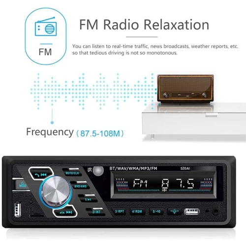 Radio d'auto 24&nbsp;V Lecteur MP3 stéréo Bluetooth prenant en charge les appels mains libres FM Deux ports USB TF AUX dans le fichier d'assistance