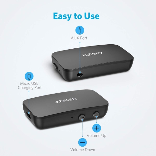 Soundsync A3352 Bluetooth Receiver for Music Streaming with Bluetooth 5.0, 12-Hour Battery Life, Handsfree Calls,