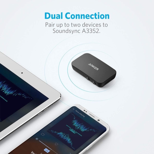 Soundsync A3352 Bluetooth Receiver for Music Streaming with Bluetooth 5.0, 12-Hour Battery Life, Handsfree Calls,